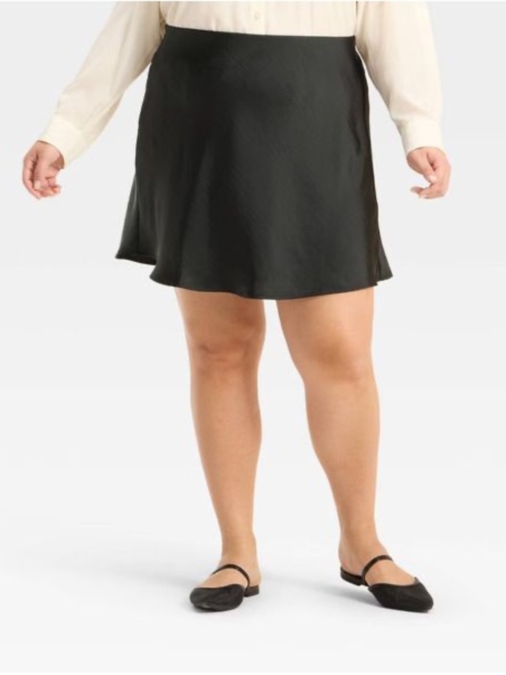a new day Black Mini A-Line Satin Skirt